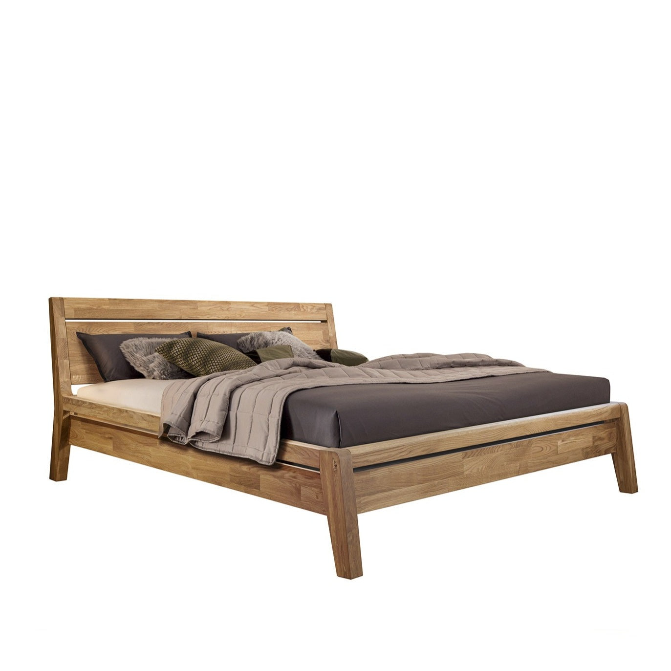 NordicStory Cama de madera maciza de roble